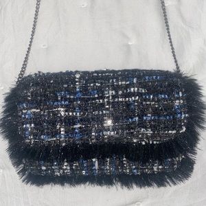 Tweed blue and black cross body